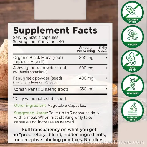 OEM Herbal Supplement: Boost Energy & Support Relaxation with Ashwagandha & Black Maca Capsules